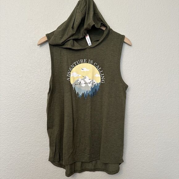 Guru Active Graphic “Adventure is Calling and I Must go” Sleeveless Hoodie Sz M - Picture 1 of 6